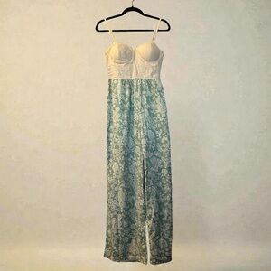 Elegant Cream and Green Jumpsuit